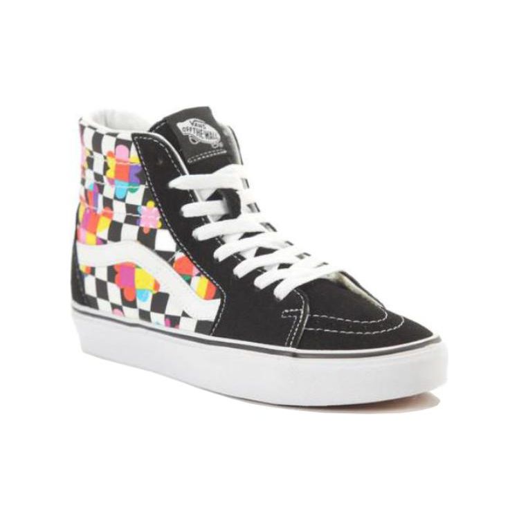 Vans Sk8 Checkerboard Colorful Floral Casual High-Top Skate Shoes Unisex Sneakers Black White VN0A7Q5NB05