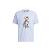 Adidas Originals Monkey Kingdom Co-Branded Series Graphic Tee With Mosaic Cartoon Print Unisex Tops Light-Pink Blue IP1799