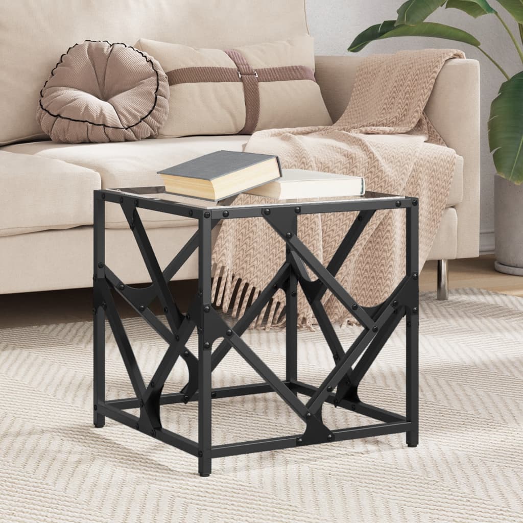 Coffee Table with Glass Top Transparent 40 x 40 x 41 cm Steel