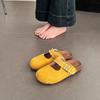 Half Slippers Women's Outer Wear Spring and Summer New Belt Buckle Bag Head Lazy One Pedal Slippers Platform Shoes
