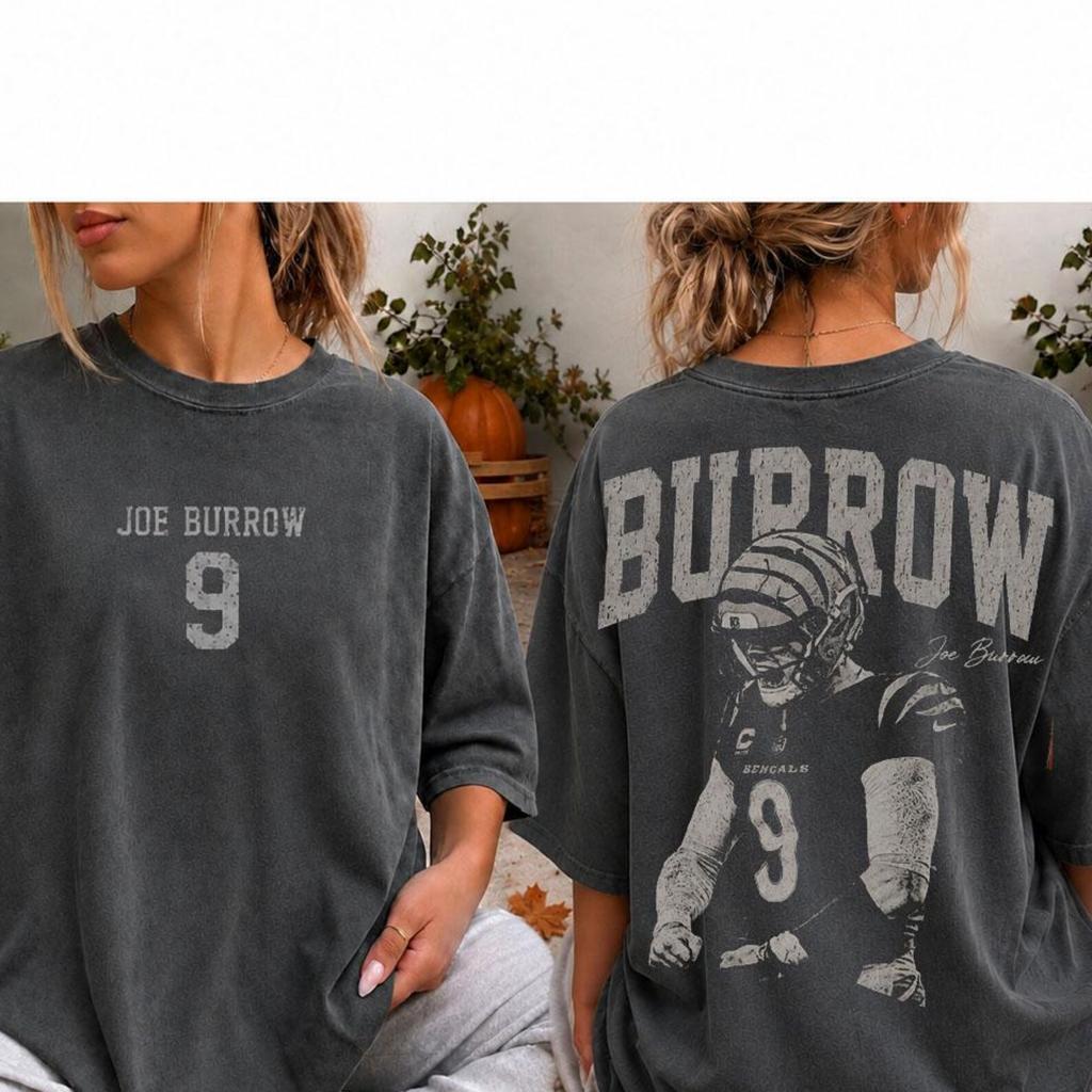 2 Sides - Burrow 9 Shirt, JoeyB Football Tee, Vintage Football T Shirt, Cin Football Fan Gift, Retro Game Day Shirt, Sports Tee