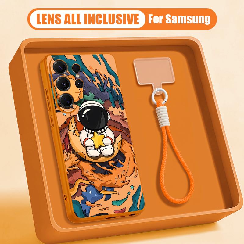 Чехол с мультяшным рисунком астронавта для Samsung S26 S25 Ultra S24 S23 FE S22 A15 A16 A17 A35 A36 A37 A54 A55 A56 A57 5G Гибридный Магнитный Матовый Чехол
