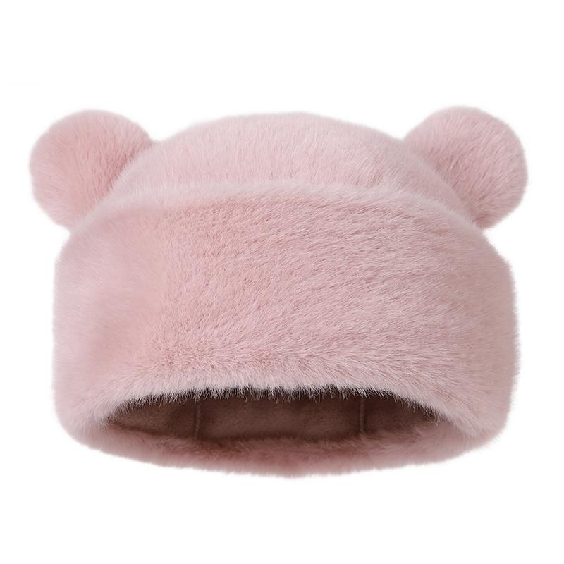 7-15 Years Old Kids Thick Soft Warm Thermal Daily Use Party Travel Bear Ear Faux Fur Beanie Hat
