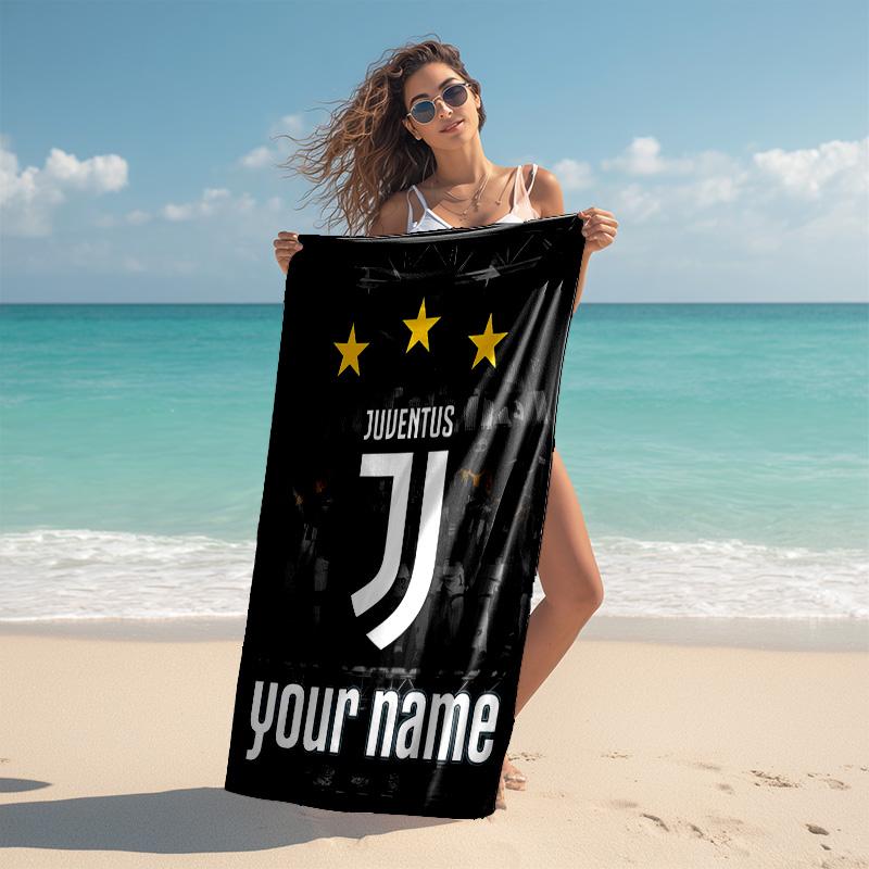 Personalized customized proof beach towel with Juventus logo pattern - soft, absorbent,quick-drying,perfect