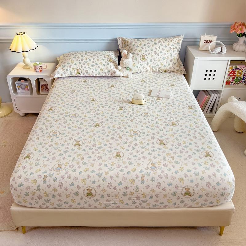 Pure Cotton Bedsheet Cartoon Style Fitted Sheet Queen/King Size Bed Cover Adults Kids Bed Linen Sabanas (Pillowcase Need Order)