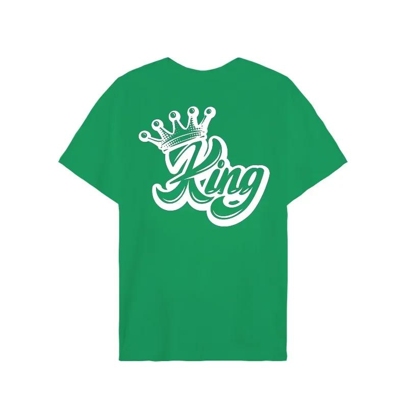 King Queen Crown Print Lover Couples Tee Shirt Harajuku Women T-shirt Crown Couple Matching Tshirt Clothes Summer Women Man Tops