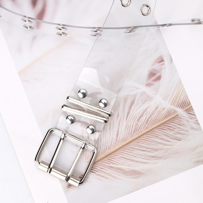 Fashion Transparent Belt Belt Punk Style Double Exhaust Eye Women'S Belt Jeans Belt