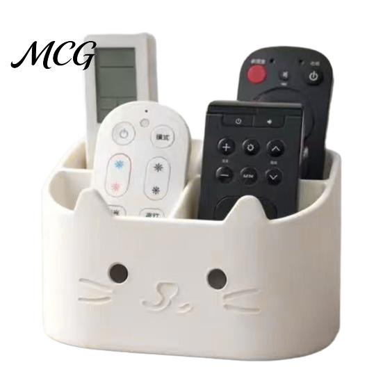 Desktop Storage Caddy 3D Printed Remote Control Holder, Animal Design Box Rabbit Organizer for Desk, 4-Compartments TV