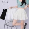Летнее женское бальное платье в стиле Лолиты, мини-юбка с высокой талией, белая, абрикосовая, черная, с бантом, многоуровневая юбка, милые короткие юбки для девочек Kawaii