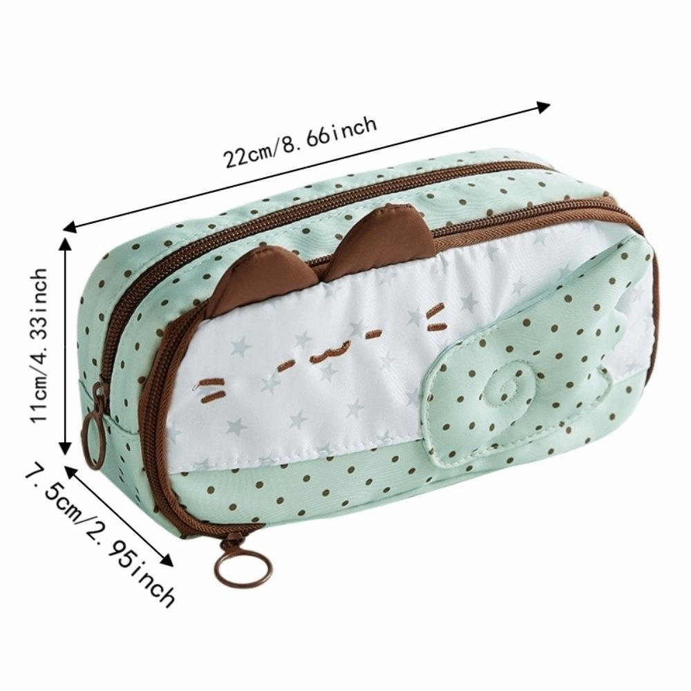 Pencil Pouch Korean Style Cat Pen Bag Large Capacity Y2K Star Canvas Stationery Bag Kids Children