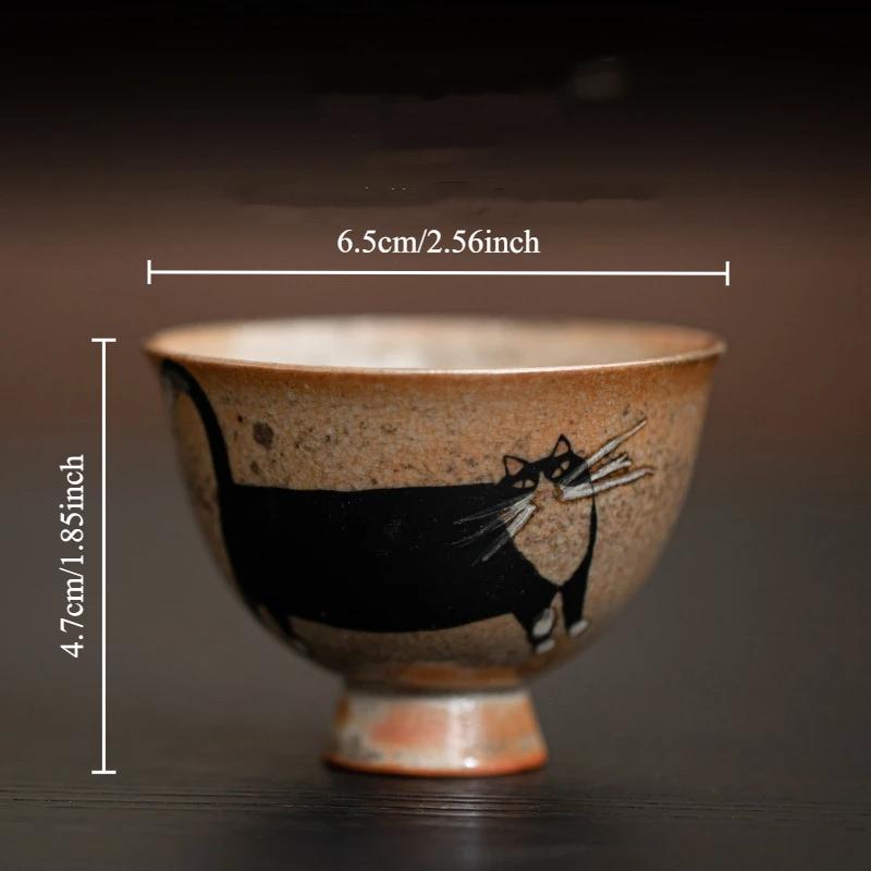 Ручная работа Японская винтажная керамическая чашка для чая с глазурью «хамелеон» «Дикий кот» Маленькая чашка для чая кунг-фу для чайной церемонии, для ежедневного использования, для влюбленных