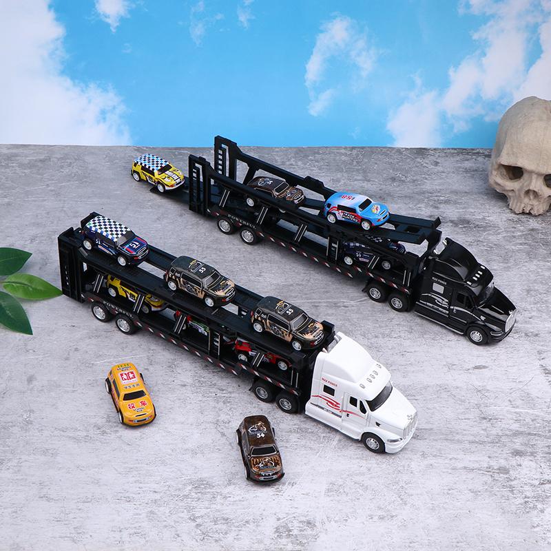 Американский большой грузовик из сплава с 6 шт. мини-моделью литого под давлением автомобиля из металлического сплава, масштабные игрушки, транспортные средства, грузовик для детей
