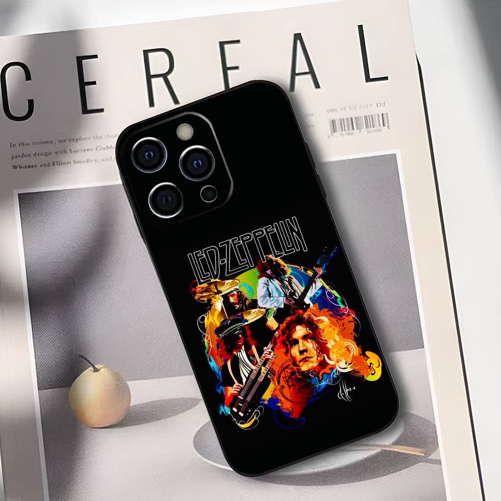 Чехол для телефона Rock L-Led Z-Zeppelin Band Для IPhone 17,16,15,14,13,12,11,Plus,Pro,Max,Plus,XS, мягкий чехол Черный силикон