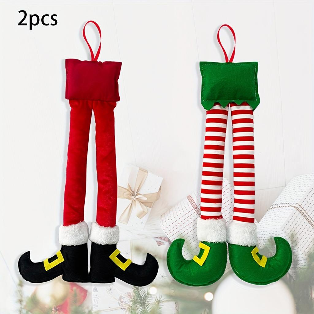 2pcs Christmas Leg Car Tail Decoration Cotton Material Suitable for Car and Wardrobe Decoration Polyester Material