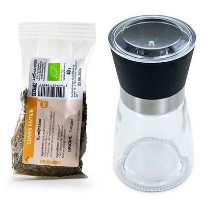 Стеклянная и керамическая мельница для специй + органический цельный тмин