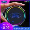 Car Sticker 2PCS Car 7 Colors Water Coaster Color Ambient Light Car Cup Holder Luminous Coaster Mat For Ford Mondeo Focus 3 4 Fi