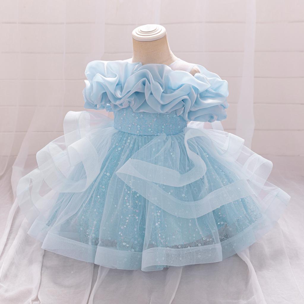 Платье для девочки Свадебное Платье для новорожденной девочки Платья для крещения с милым бантом Платье для дня рождения девочки-малышки Бальное платье AL190