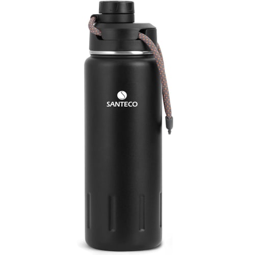 SANTECO KTWO Series 710ml Sports Water Bottle, Insulated, Vacuum Insulated, Stainless Steel Thermos, with Strap, Direct Drinking, Leak-Proof, Portable