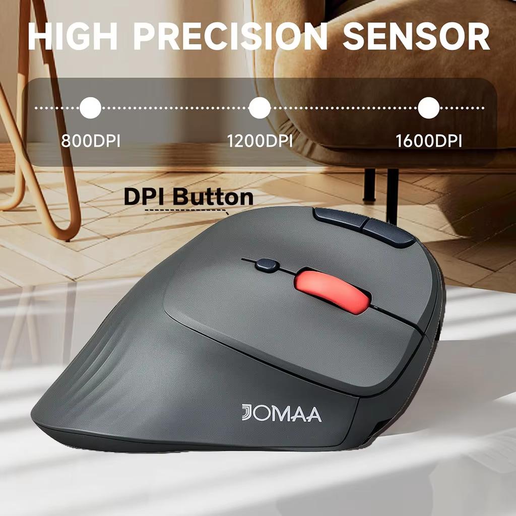 Ergonomic Vertical Trackball Mouse, JOMAA, Dual-Mode Wireless (2.4G/Bluetooth 5.0), Rechargeable, Medium Size