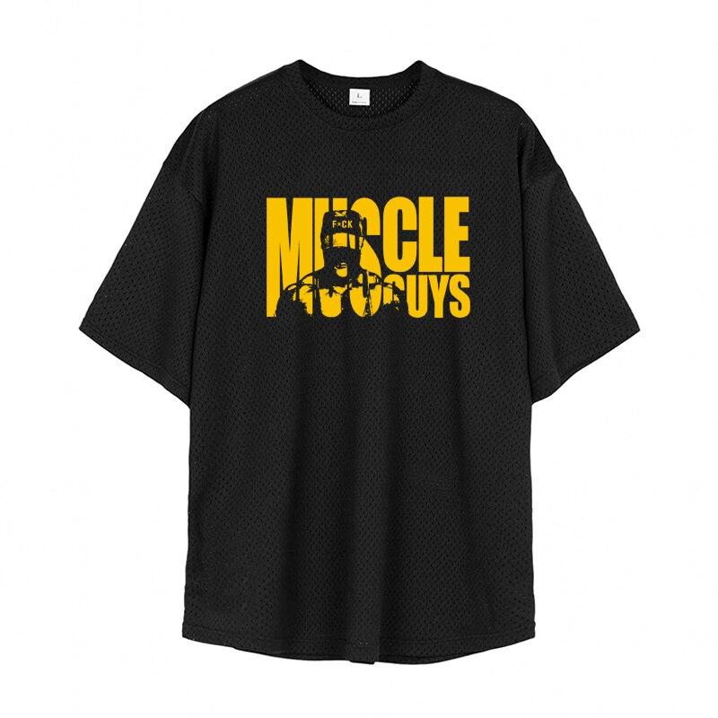 Muscleguys Comfortable Sportwear Summer Mesh Breathable Short-sleeved Men's Thin Bodybuilding T-shirt Cool Quickly-dry Tops