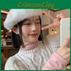 Elegant White Rabbit Fur Beret For Women Cozy Winter Hat Fashionable Cap Painter