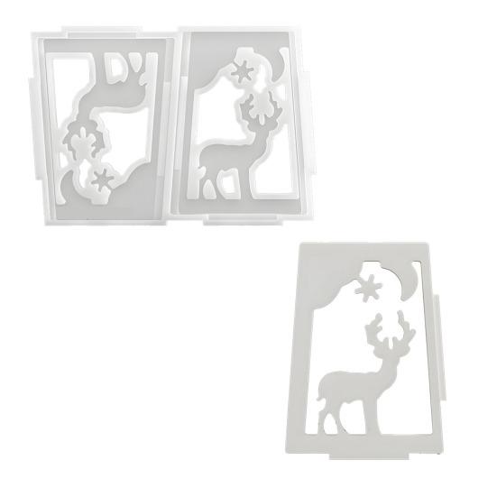 Форма для подсвечника на Рождество Гибкая антипригарная силиконовая форма Форма для литья рождественского фонаря из смолы гипса Лось Снежинка Снеговик Подсвечник