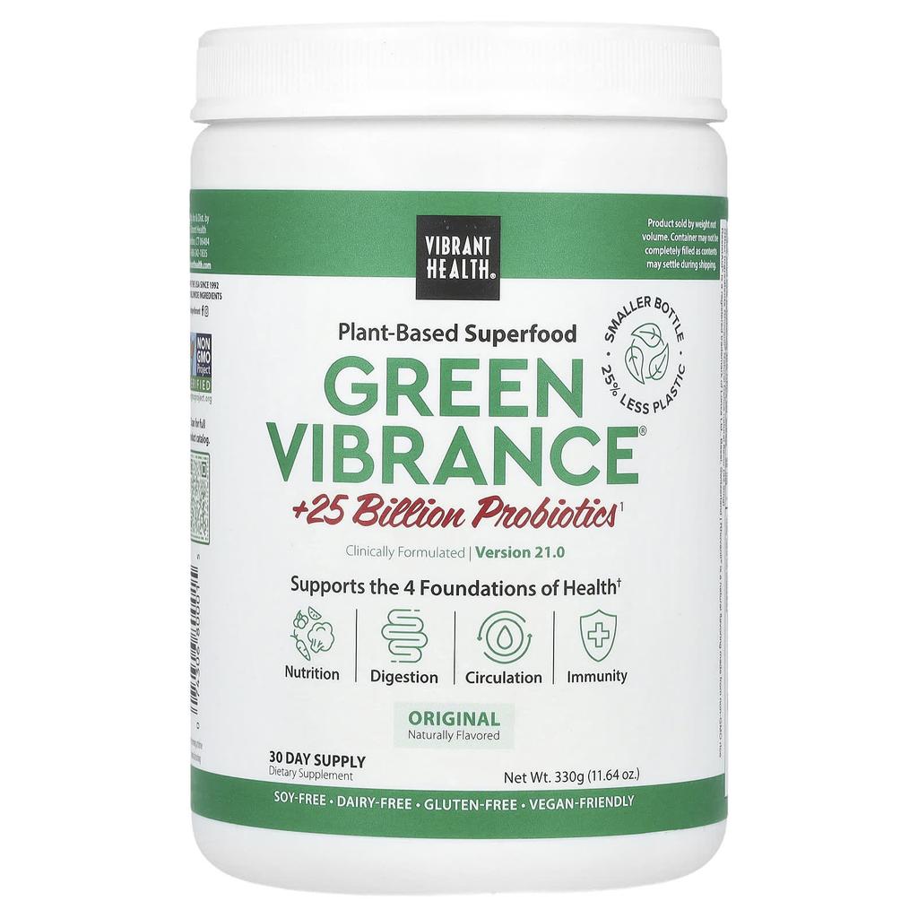 Vibrant Health, Green Vibrance +25 Миллиардов Пробиотиков, Версия 19.1, 11,92 унции (337,8 г)
