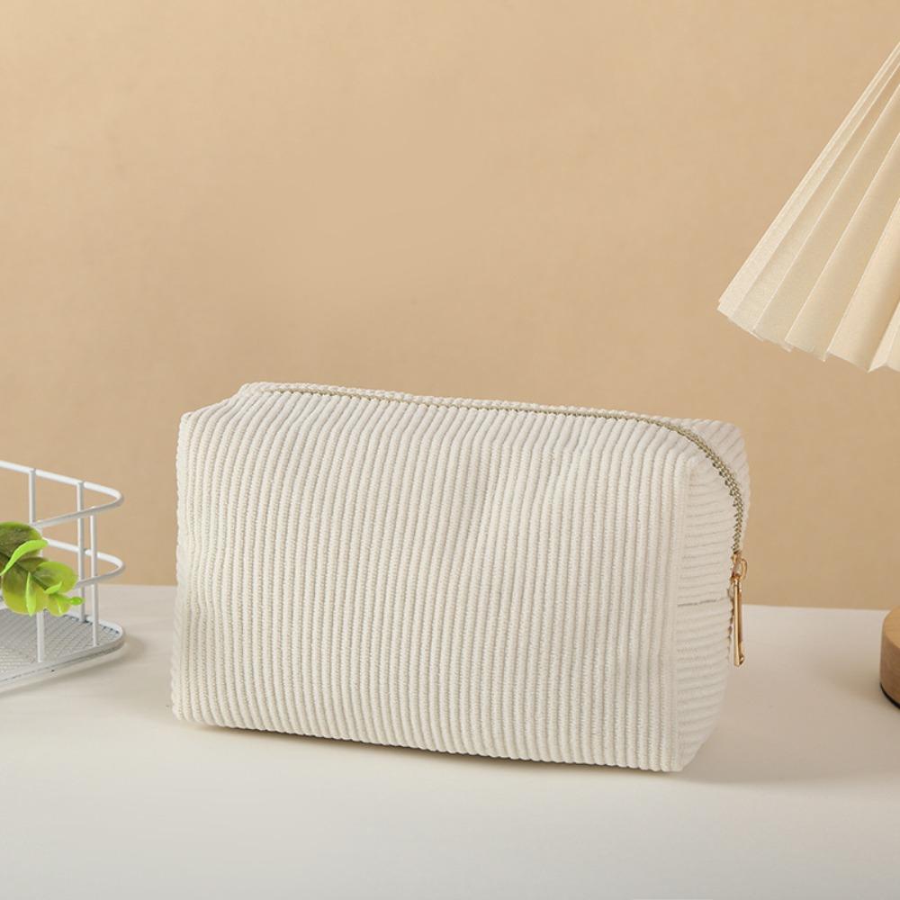 Large Capacity Pencil Case Corduroy Toiletry Organizer Fashion Velvet Makeup Pouch  Lady