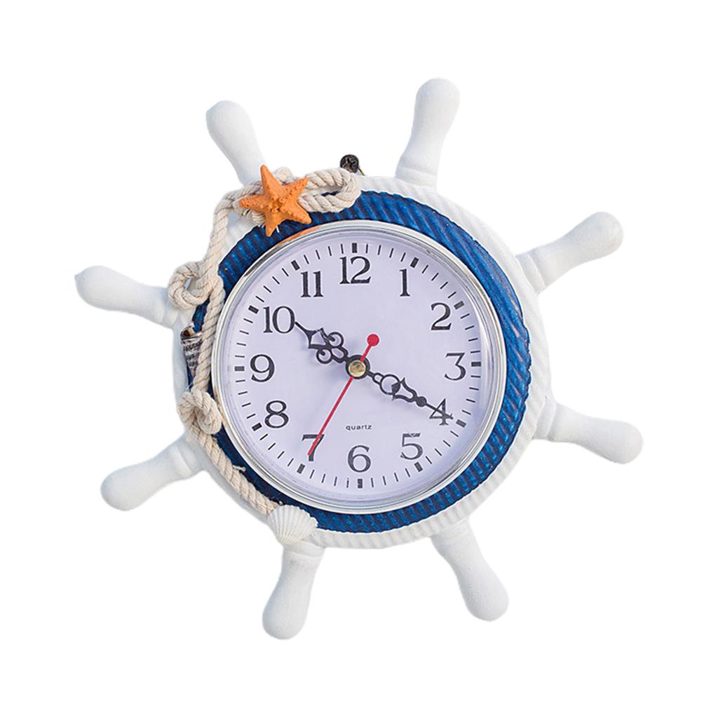 Деревянные настенные часы в средиземноморском стиле, ретро руль, колесо корабля, круглые подвесные часы, домашний домашний морской декор