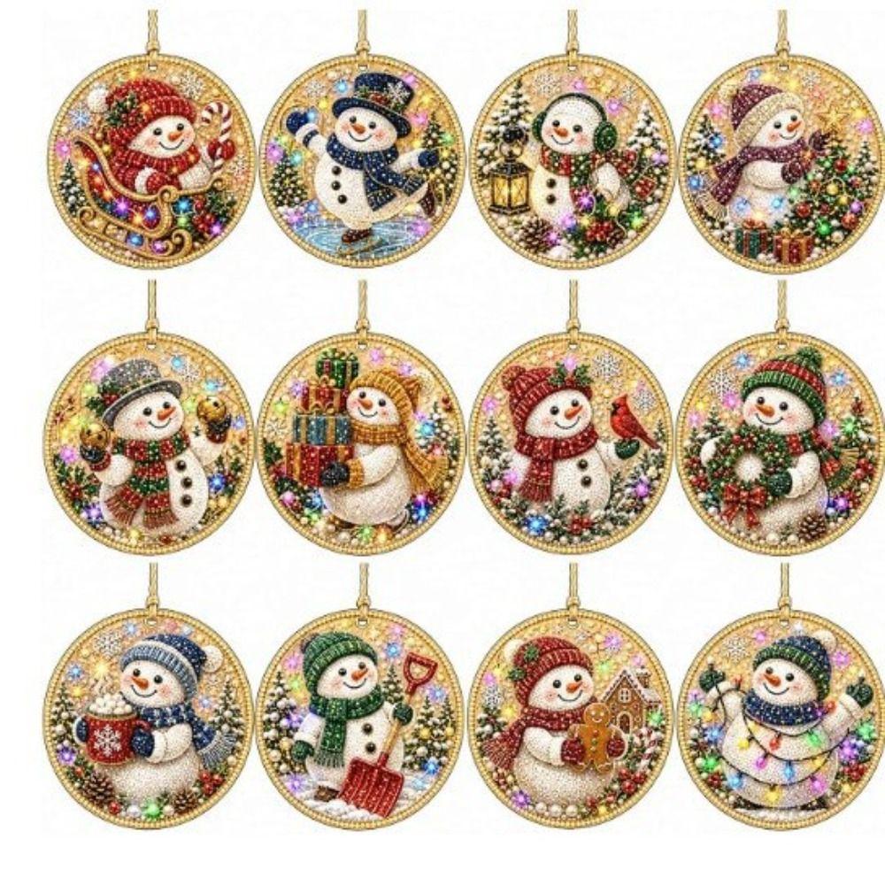 12Pcs Pearl Christmas Wooden Ornament Wooden Christmas Tree Decoration  Party Decor