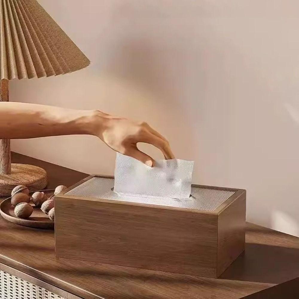 Walnut Wooden Tissue Box Luxury Tissue Case Nordic Style Paper Towel Container Home Decor