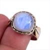 Natural Rainbow Moonstone Gemstone Two Tone 925 Sterling Silver Ring S.10 Y1u03