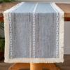 Скатерть на стол в стиле фермерского дома серо-голубая 13X72 дюйма хлопок лен вышитая полосатая бохо свадебная вечеринка деревенский дом рождественское украшение