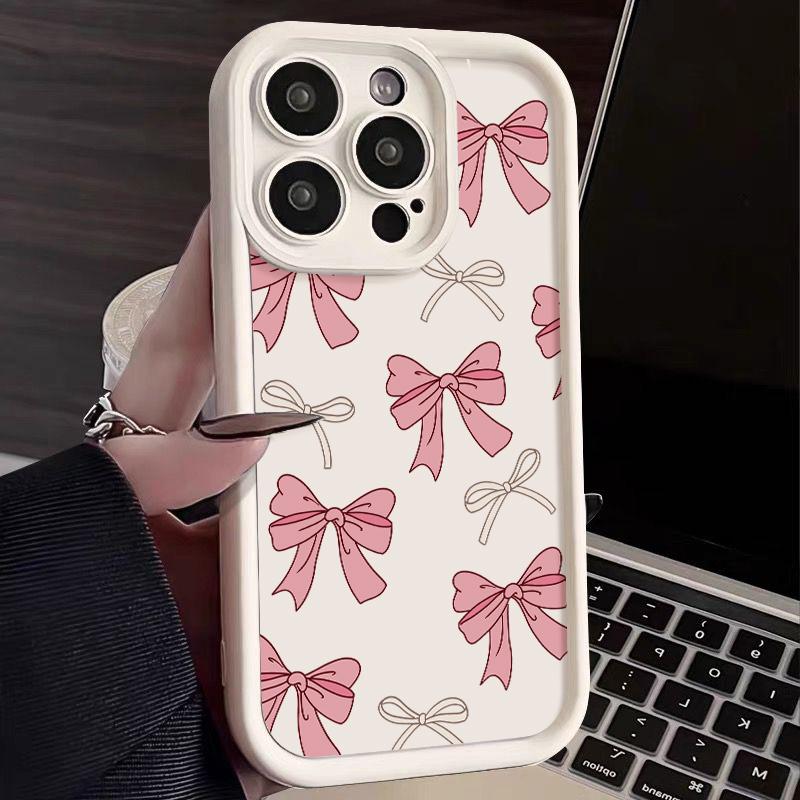 Чехол для телефона с полноэкранным розовым галстуком-бабочкой для iPhone 15 Pro Max 11 12 13 16 14 Plus, силиконовый противоударный чехол, защитный корпус для камеры