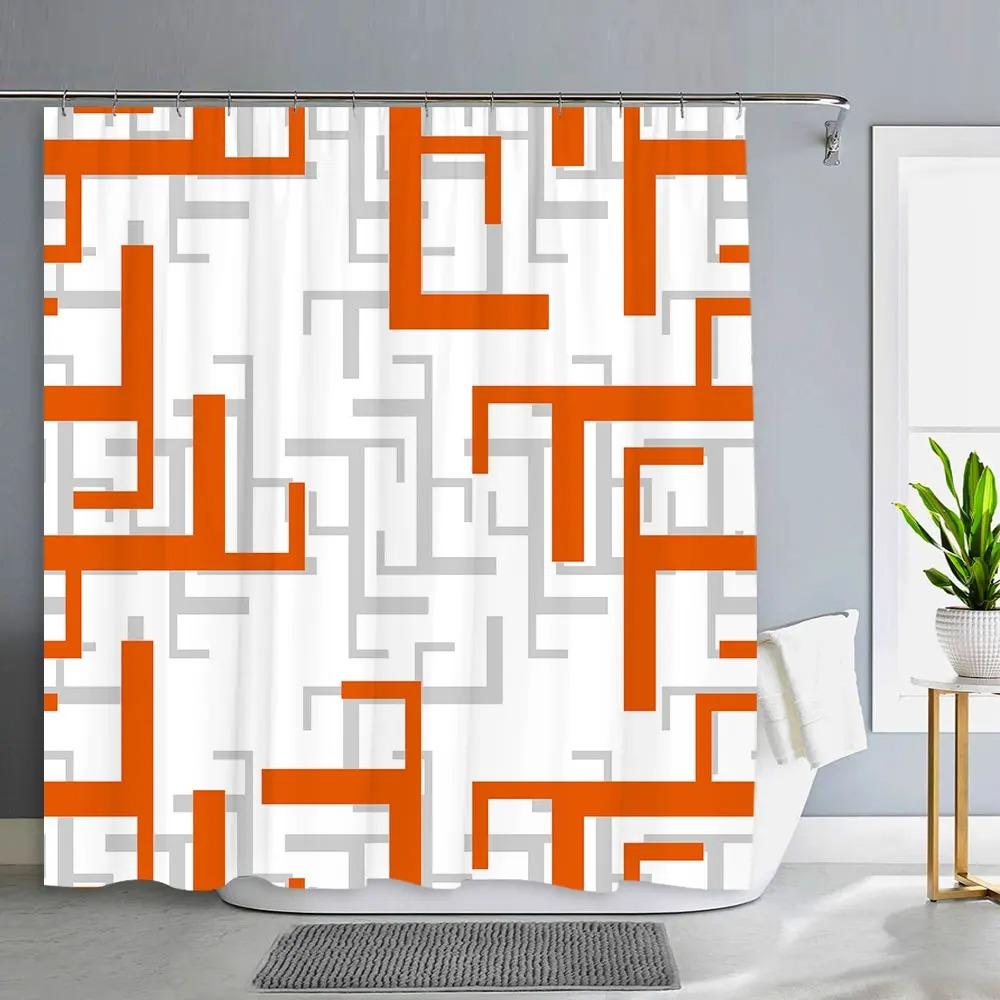 Геометрическая занавеска для душа простая современная декоративная полиэстеровая ткань машинная стирка ткань подвесная занавеска для ванной комнаты декор