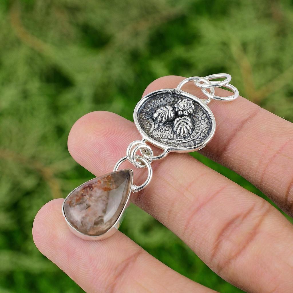 Daughters Day Sale Sterling Silver Pear Garden Quartz Gemstone Pendant Jewelry