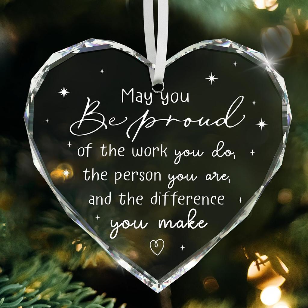 Thank You Gifts for Women Men, It Takes a Village Glass Ornament, Xmas Gifts for Boss Daycare Provider Teacher Babysitter Friends Boss - DP02