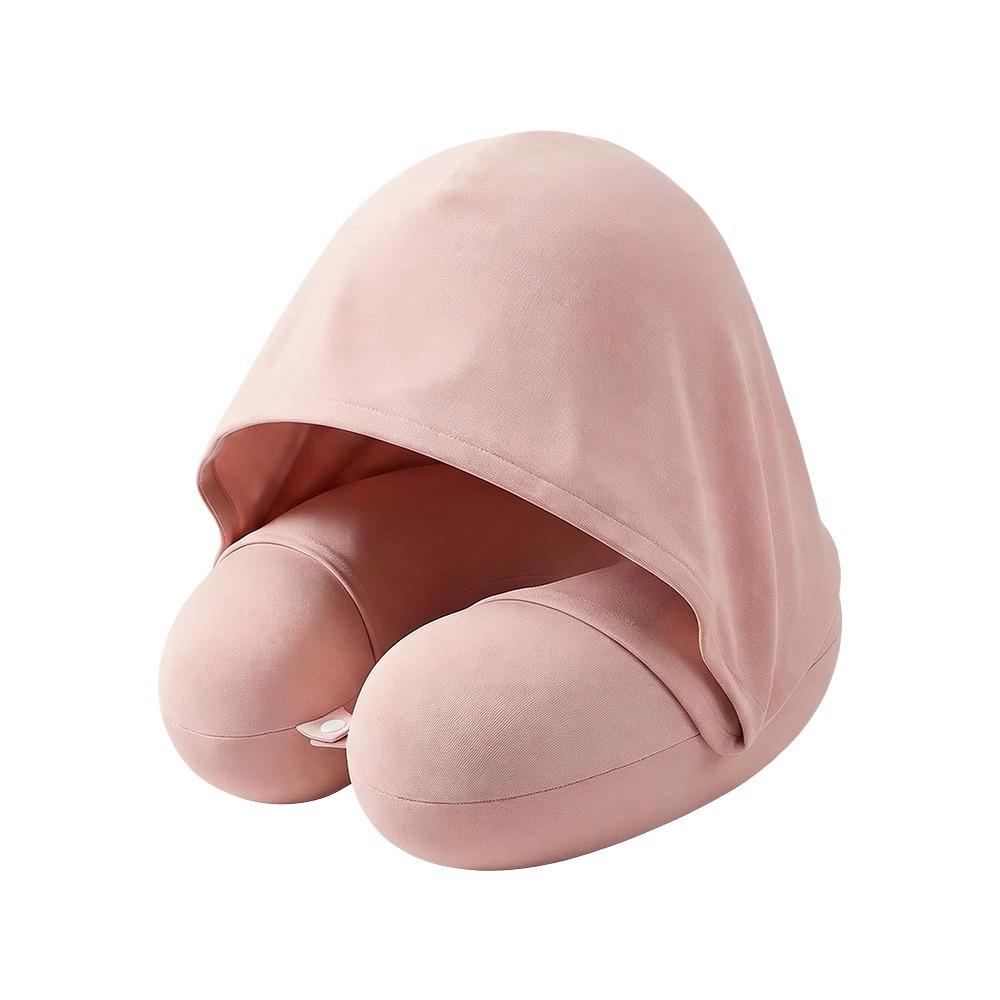 Foldable Design U-Shaped Neck Pillow Slow Rebound Hooded Neckrest Pad Long Flights