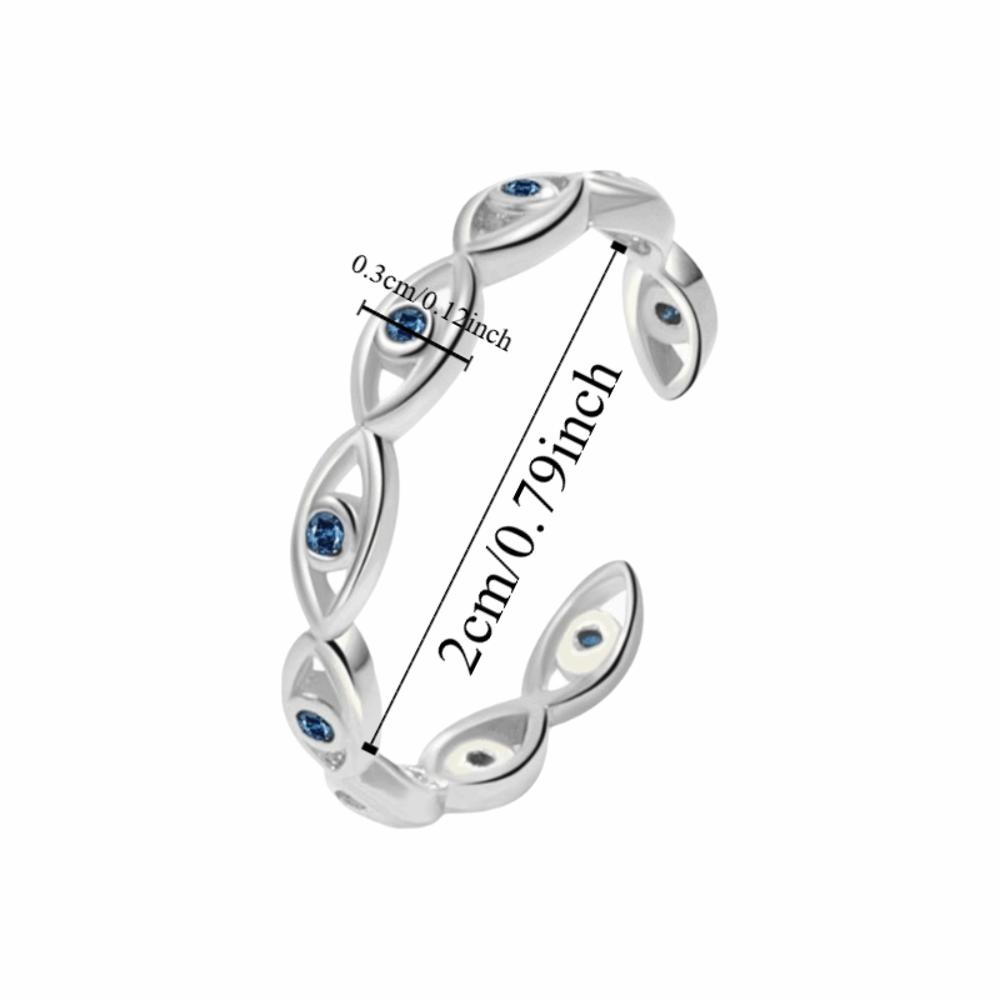 Unique Turkish Ring Adjustable Blue Zircon Ring Lucky Demon Eye Open Ring Gift