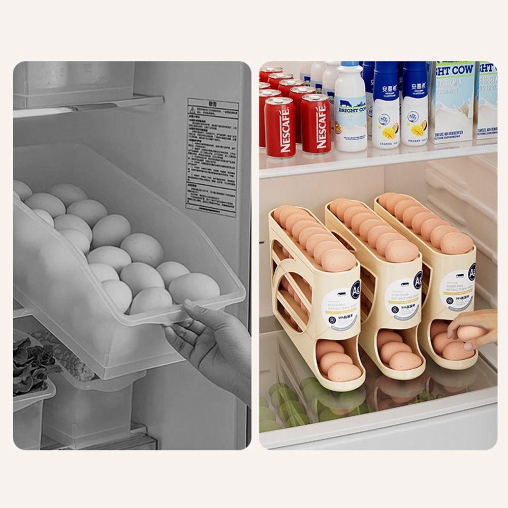 Plastic Egg Roller Rack Large Capacity Refrigerator Egg Storage Box Egg Dispenser Household