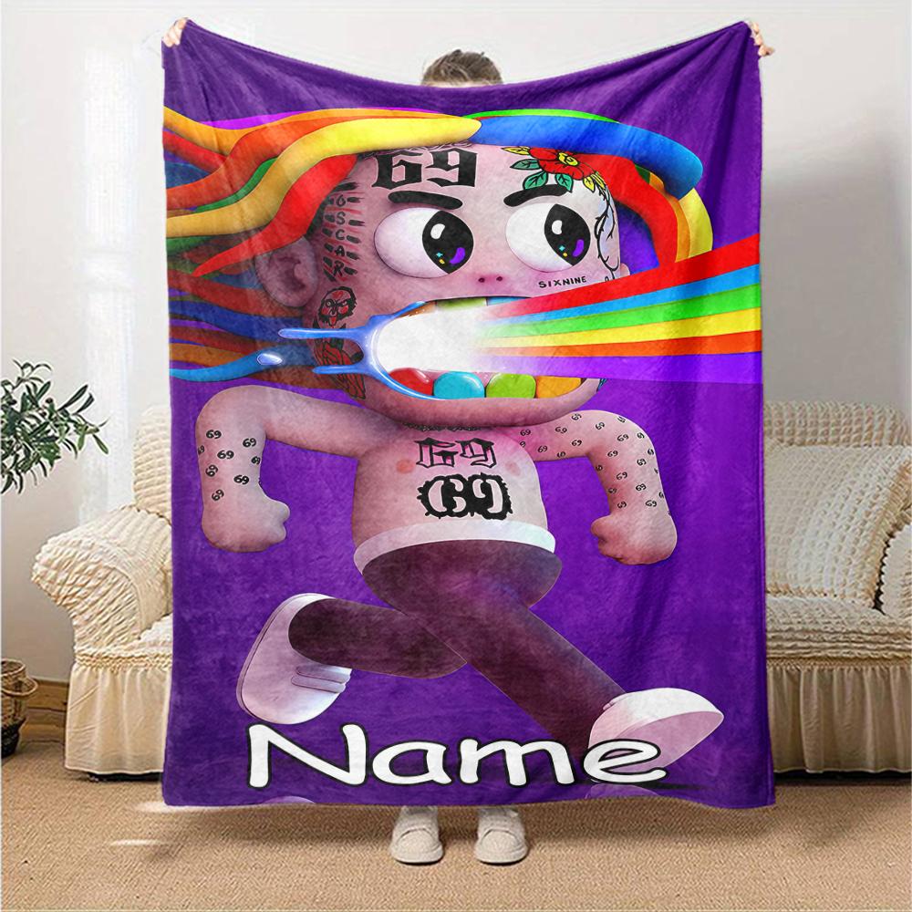 Customiz Name Personality 6ix9ine TattleTales Blanket Soft &Warm Sofa Office Bed Travel Lunch Break Blanket, Gift Suitable for All Seasons