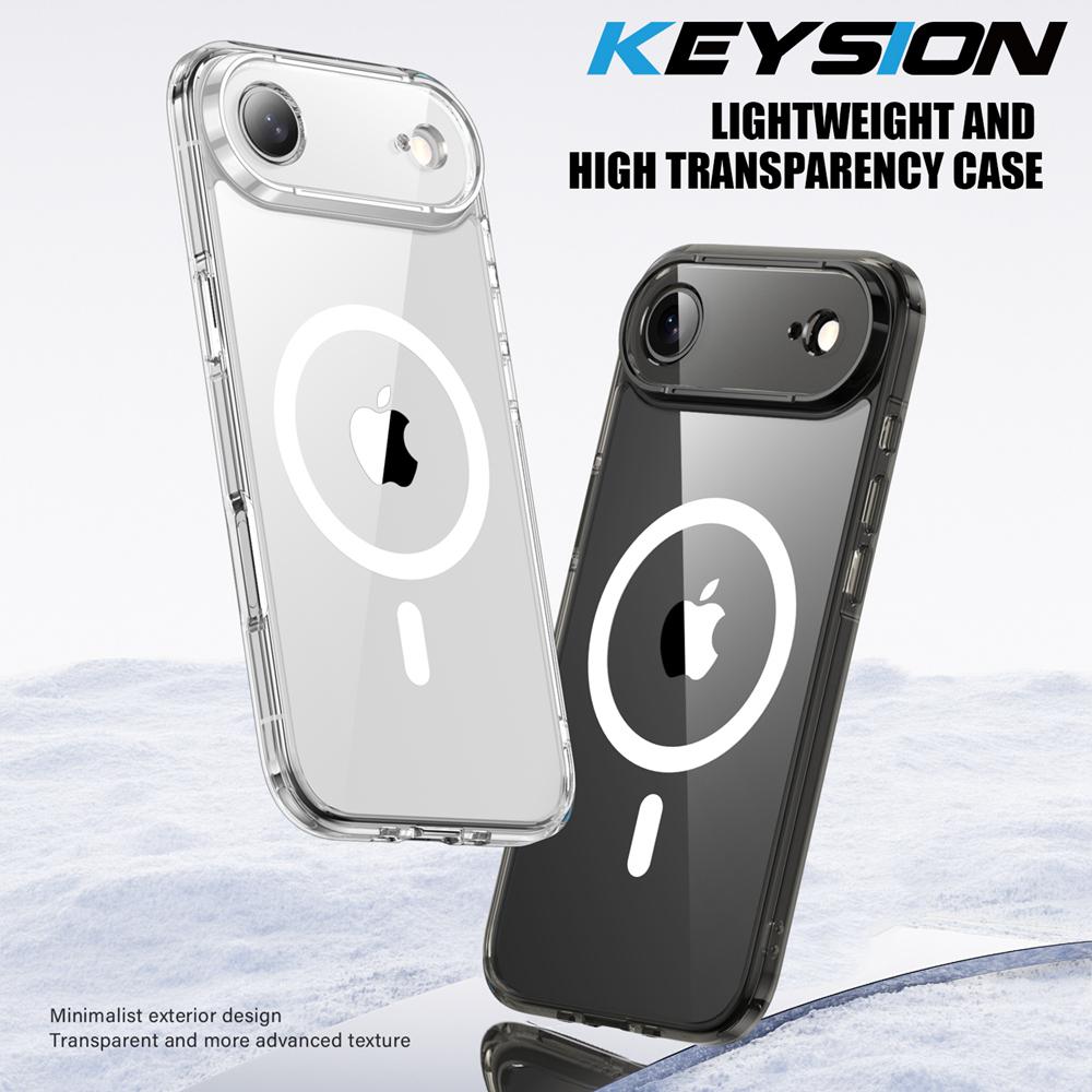 KEYSION Противоударный прозрачный чехол для MagSafe для iPhone 17 Air HD Прозрачный ТПУ+ПК Магнитная беспроводная зарядка Задняя крышка для телефона
