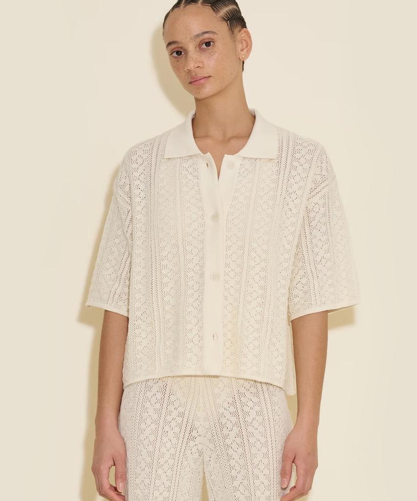 Holcheubeilleo Loake Crochet Knit Shirt White