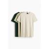 H M 3 Piece sliM FiT T sHirT seT Beige pisTacHio Green