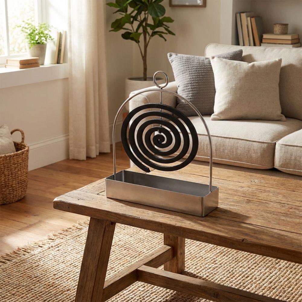 Anti Scalding Mosquito Coil Stand Rustproof Portable Coil Incense Burner Hanging Ash Catcher Tray Coil Vertical Stand Indoor Use