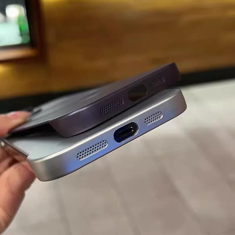 Matte borderless titanium gray magnetic charging case for Phone 14 15 13 12 11 Pro Max Plus magsafe ultra thin hard bumper cover