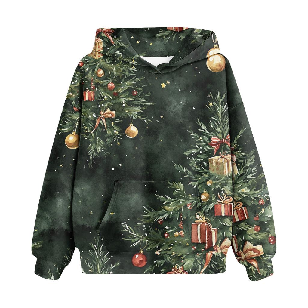 Sweatshirts For Teen Girls Hoodies Long Sleeve Drawstring Pullover Cute Oversized Hoodie Christmas Day