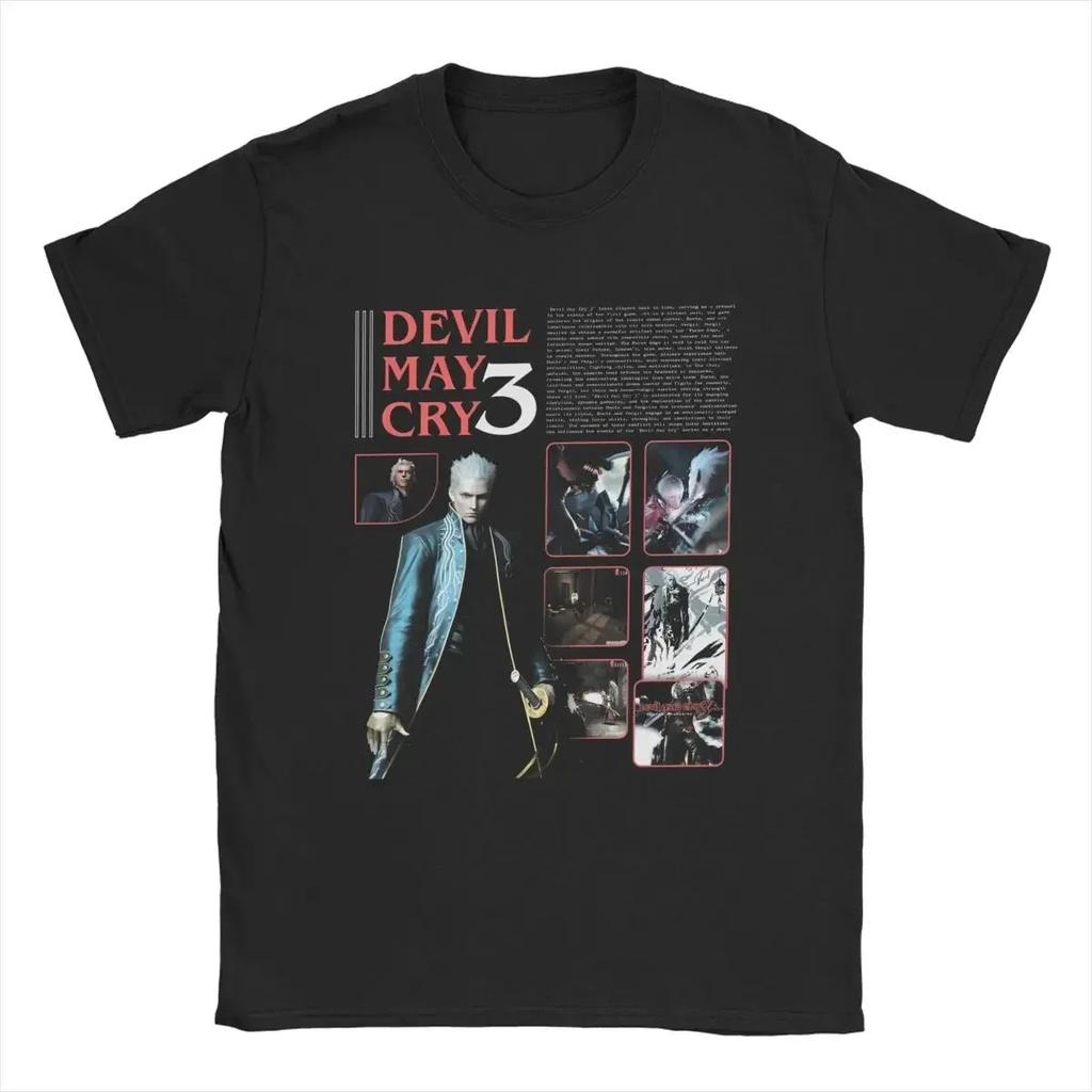 Dante Devils 3 Футболки Мужские Экшн Игра DMC May Cry Хипстерская Хлопковая Футболка Круглый Вырез Короткий Рукав Футболки Большого Размера Мерч