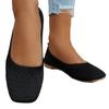 Large Size Spring New Flat Bottom Square Head Foot Cover Shallow Mouth Single Shoes Women's Knitted Fashion Versatile Shoes