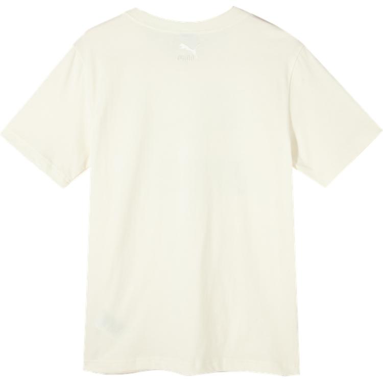 Puma Swxp Dancemania Логотип Принт Дышащий Пуловер Удобный Повседневный Спортивный Круглый Вырез Короткий Рукав Футболка Мужские Топы Белый 628038-65